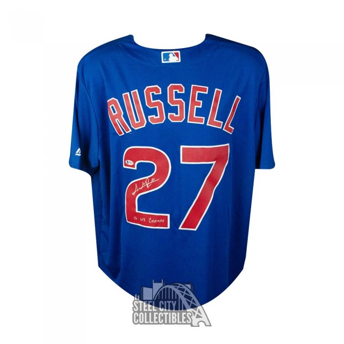 Chicago Cubs Addison Russell Autographed White Jersey Beckett BAS