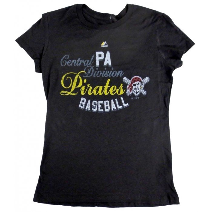 Pittsburgh Pirates Majestic Women's Black Watermark T-Shirt