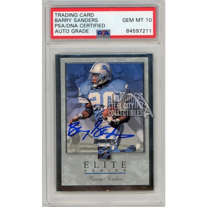 Barry Sanders Signed Leaf Oversized Card. Football Collectibles