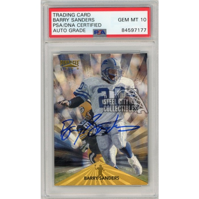 Barry Sanders 1996 Pinnacle Trophy Collection Football Autograph Card ...