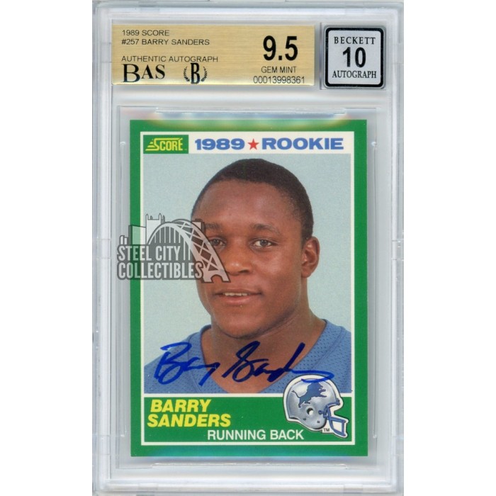 Barry Sanders 1989 Score Autographed Rookie Card #257 BGS 9.5 BAS 10 ...