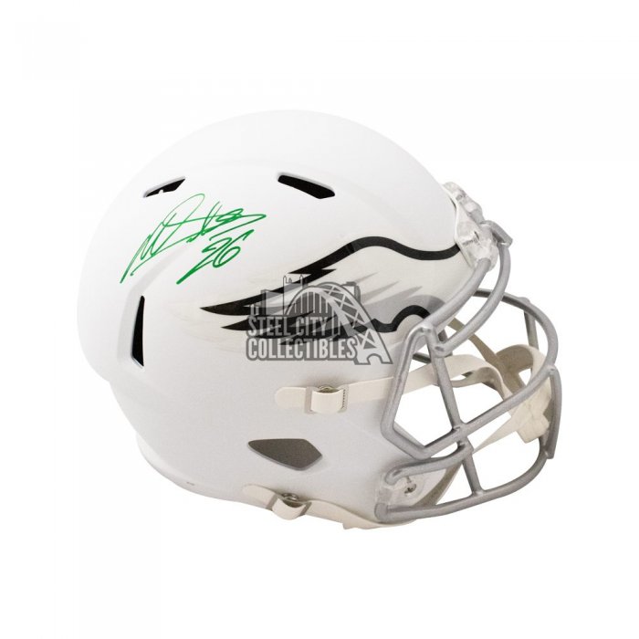 Miles Sanders Signed Eagles Flat White Collection Speed Mini Helmet (JSA)