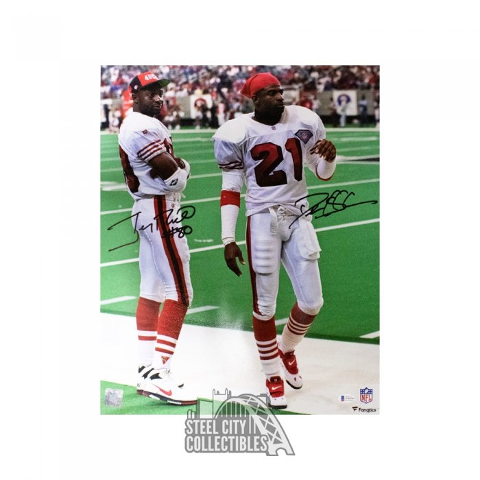 FILE: Jerry Rice (80) and Deion Sanders (21) of the San Francisco