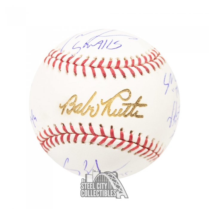 The Sandlot Autographed OML Baseball Babe Ruth 6 Sigs Smalls Squints BAS  25630