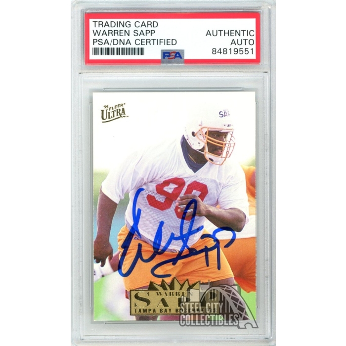 Warren Sapp 2001 Fleer Goal Line Gear Autograph Jersey Card PSA/DNA (Red)