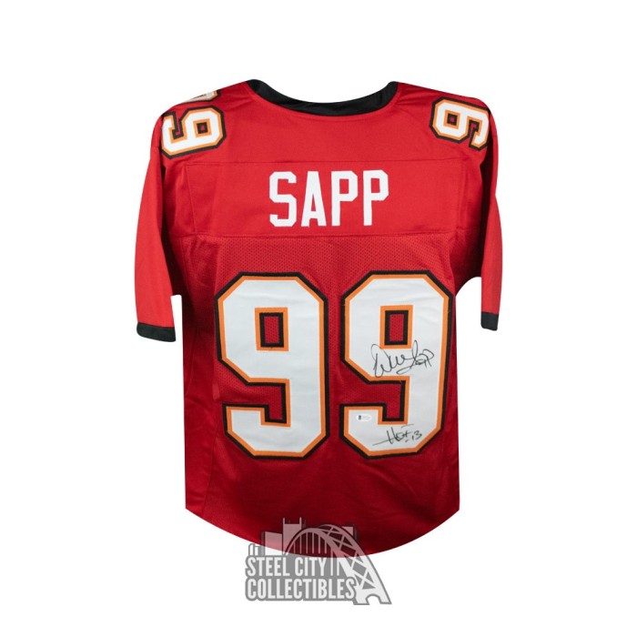 Warren Sapp HOF Autographed Tampa Bay Custom White Football Jersey - BAS