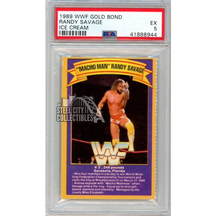 Randy Savage 1989 WWF Gold Bond Ice Cream Card PSA 5 | Steel City ...