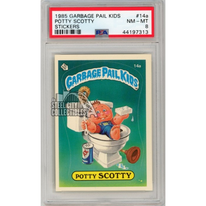 Potty Scotty 1985 Garbage Pail Kids Sticker Card #14a PSA 8 | Steel ...