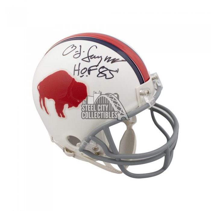 O.J. Simpson Signed Bills Blaze Mini-Helmet (JSA COA)