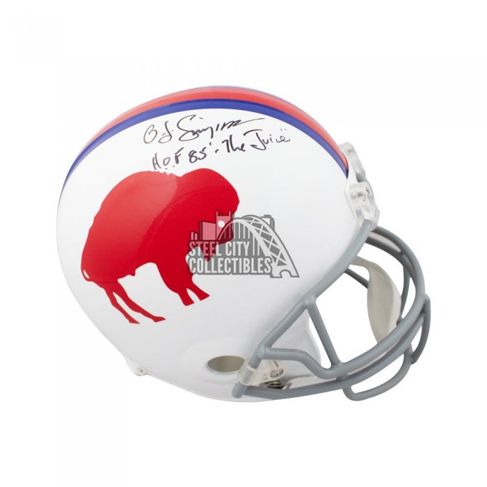 OJ Simpson HOF 85 Autographed Buffalo Bills AMP Mini Football Helmet - JSA  COA