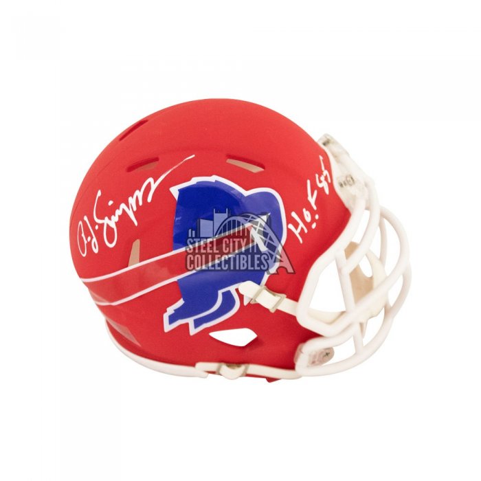 O.J. Simpson Signed Bills Blaze Mini-Helmet (JSA COA)