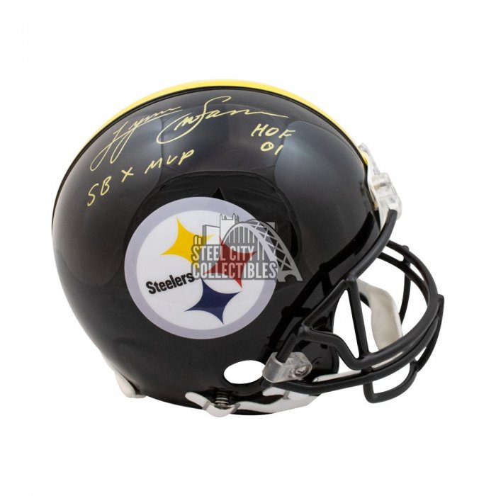 : Lynn Swann Autographed Pittsburgh Steelers Blaze Helmet HOF 01  SB X MVP Beckett - Autographed NFL Helmets : Sports & Outdoors