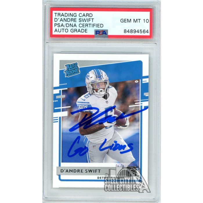 D Andre Swift Panini Donruss Go Lions Autograph Rookie Card