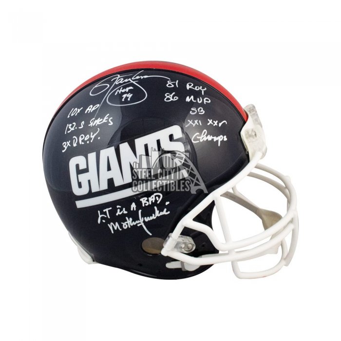 Lawrence Taylor LT Was A Bad MF Autographed Giants Color Rush Full-Size  Helmet BAS