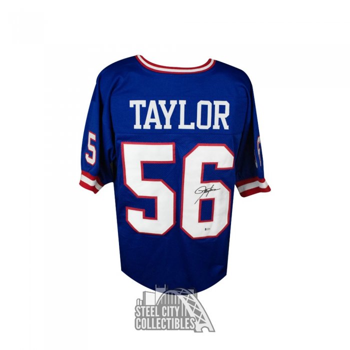 Lawrence Taylor Autographed New York Custom Blue Football Jersey - BAS