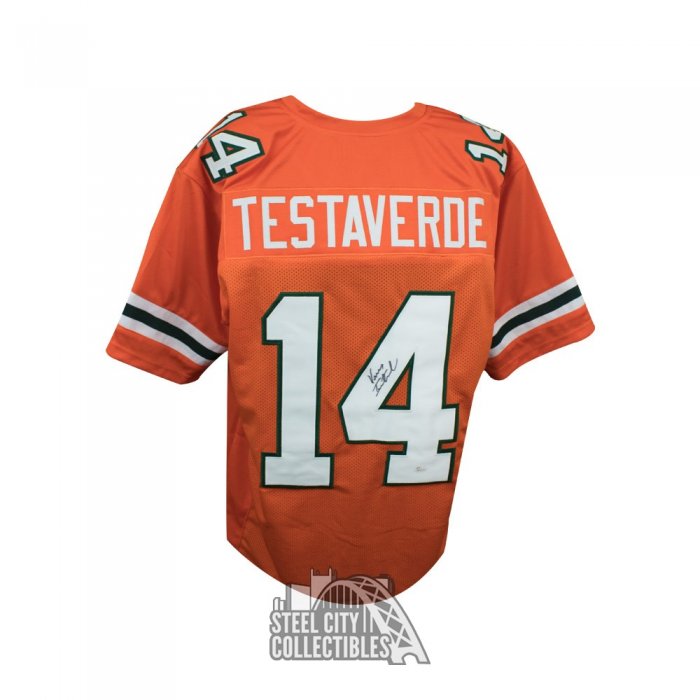 Vinny Testaverde Autographed Miami Custom Orange Football Jersey - JSA ...