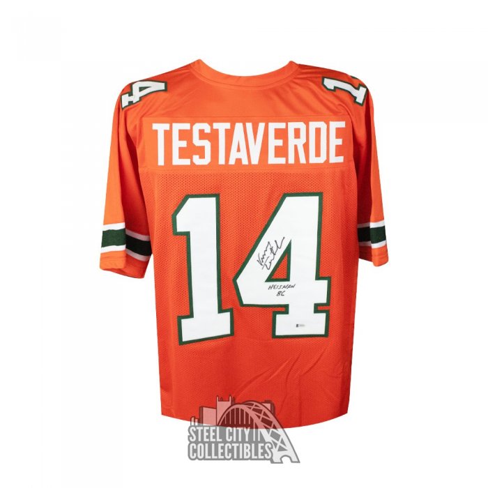 Vinny Testaverde Heisman 86 Autographed Miami Custom Football Jersey ...