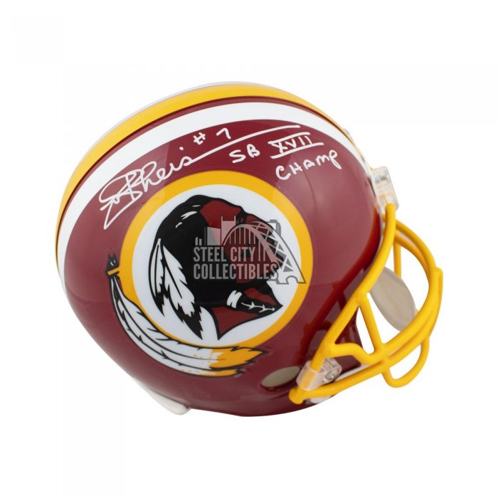 Joe Theismann Go Skins Autographed Washington Redskins Lunar Eclipse Mini Football  Helmet - BAS