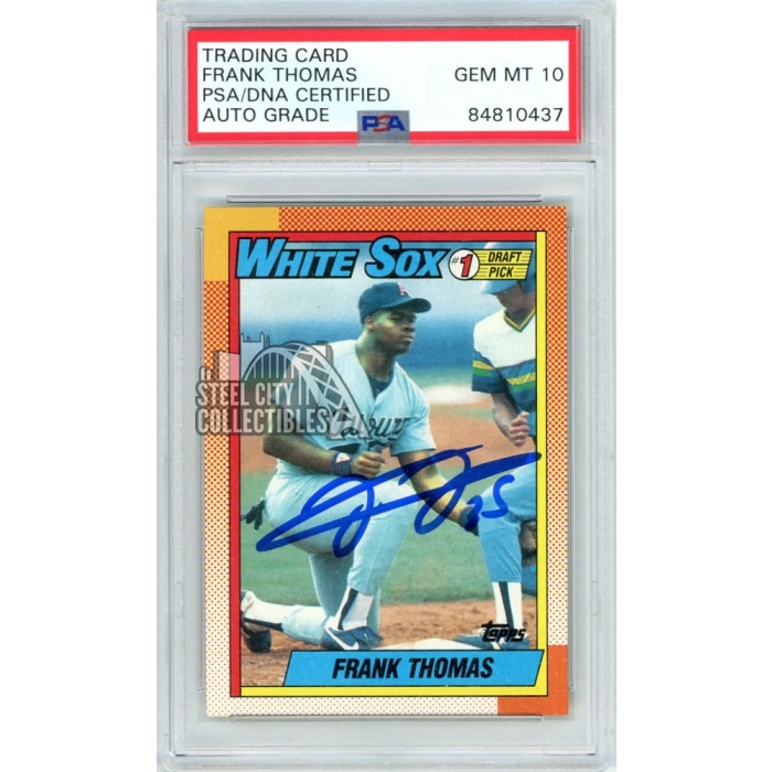 1990 Topps #414 Frank Thomas RC Rookie On Card PSA/DNA Auto GEM