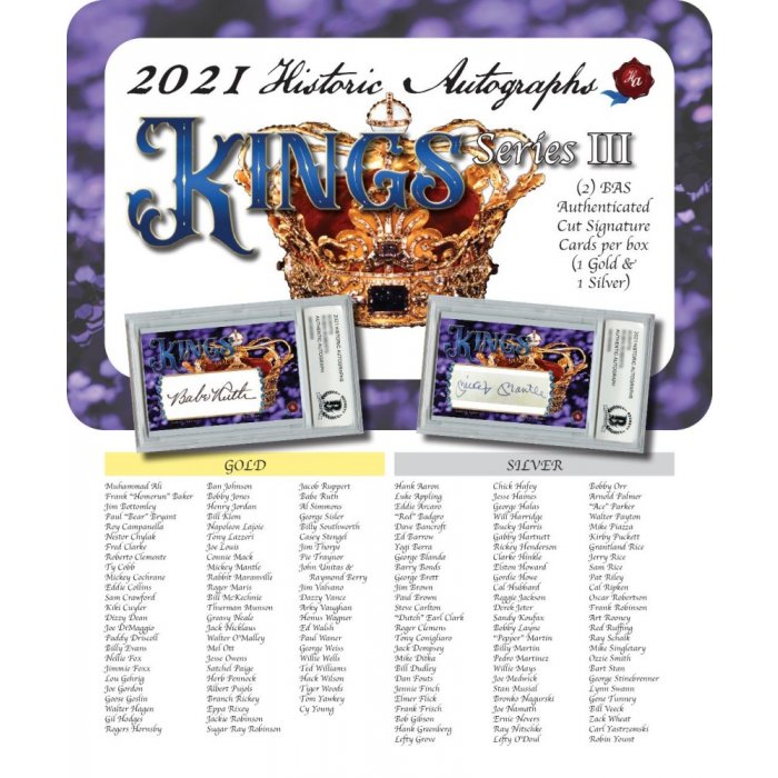 2021 Historic Autographs Kings 3 Box Steel City Collectibles