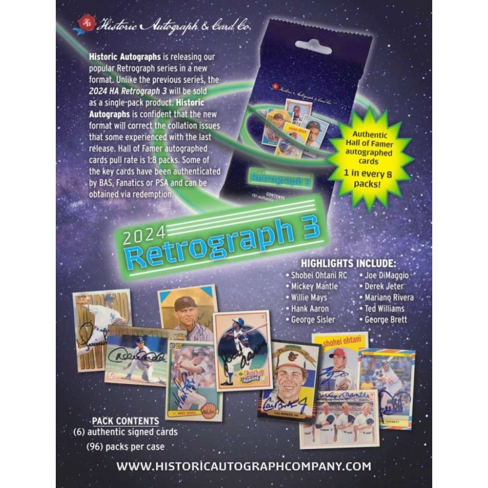 2024 Historic Autographs Retrograph 3 Baseball 24 Pack Case Steel   Thumbnail 2pq5651lccenflp7e9swr35438 