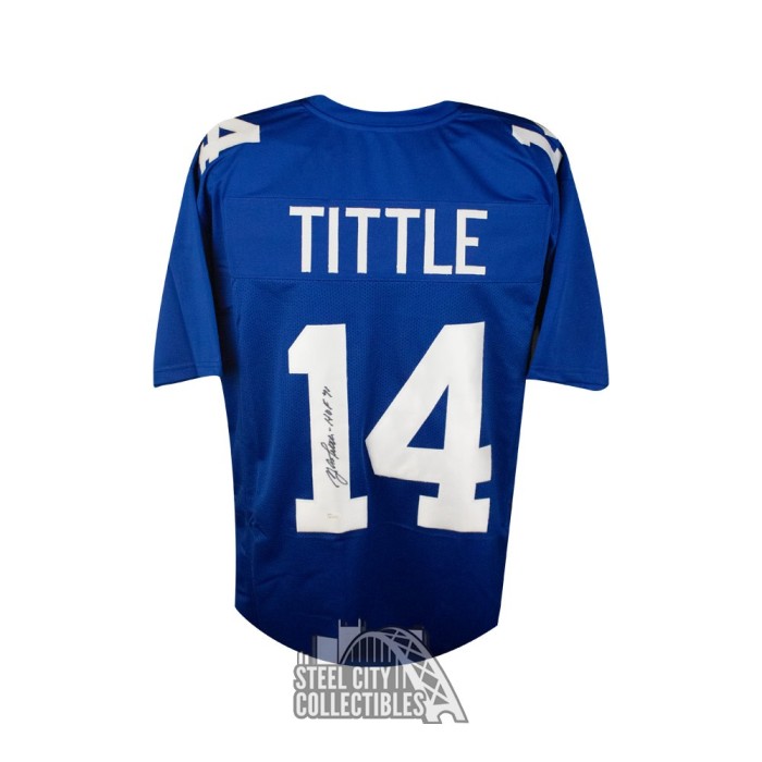 Y A TITTLE AUTOGRAPHED NEW YORK GIANTS JERSEY HOF 71