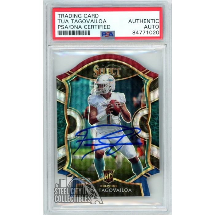 2020 Panini Select Tua Tagovailoa Rookie Auto Tie-Dye Die-Cut /10 Dolp –  Sports Card Market