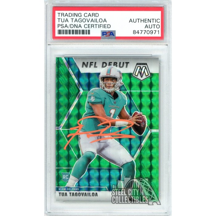 Tua Tagovailoa 2020 Panini Mosaic Green Debut Autograph Rookie Card #262  PSA/DNA (Orange)