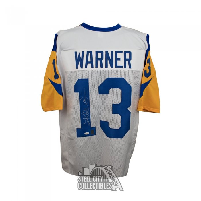 Kurt Warner HOF 17 Autographed Los Angeles Rams Football - BAS COA