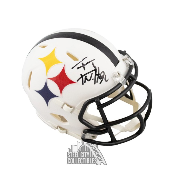 Pittsburgh Steelers #90 T.J. Watt Signed Amp Mini Helmet