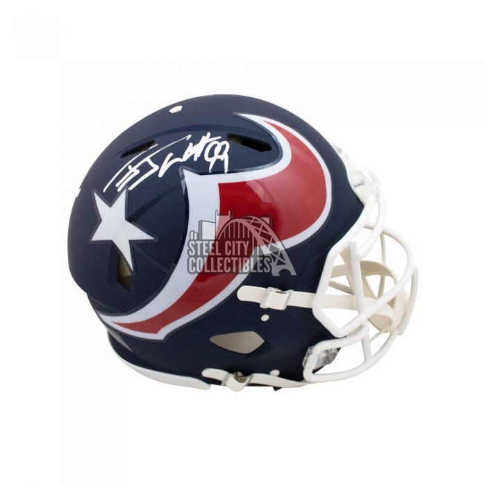 J.J. Watt Autographed Houston Texans Chrome Mini Helmet