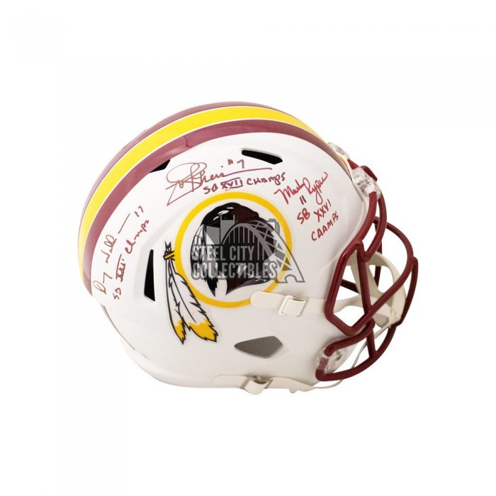 Joe Theismann Mark Rypien Signed Washington Speed Mini Helmet w/SB