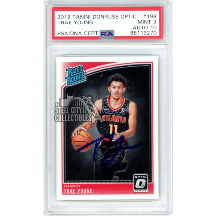 Trae Young 2018-19 Donruss Optic Autograph Rookie Card #198 PSA 9 PSA/DNA 10