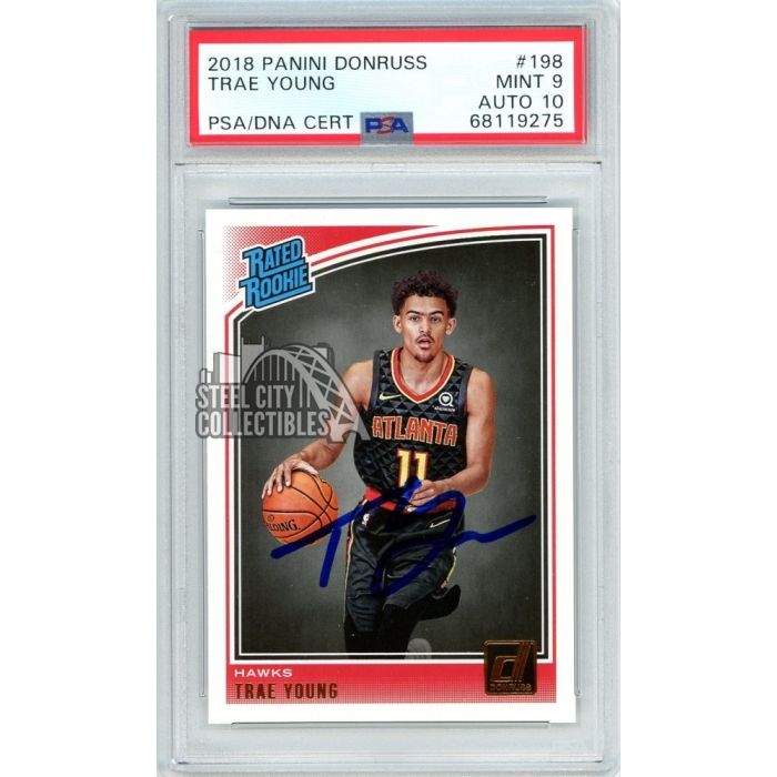 Trae Young 2018-19 Donruss Autograph Rookie Card #198 PSA 9