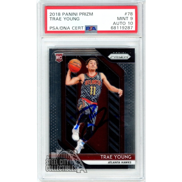 2018 Panini Contenders Trae Young Auto Rookie BL/ WST Premium Gold 1/10 PSA  9