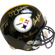 JACK HAM, JACK LAMBERT & ANDY RUSSELL SIGNED STEELERS MINI