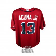 Ronald Acuna Jr. Signed Atlanta Braves Majestic Grey Baseball Jersey JSA  158500