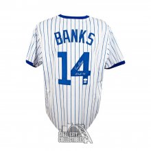 Ernie Banks Autographed Chicago Custom White Baseball Jersey Let's Play Two  Inscription - JSA COA