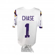 Ja'Marr Chase Autographed LSU Custom White Football Jersey - JSA COA