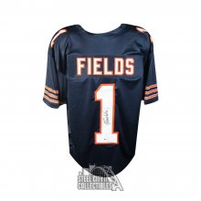 Justin Fields Autographed Chicago Custom Gray Football Jersey - BAS