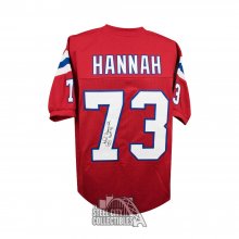 John Hannah HOF Autographed New England Custom Red Football Jersey - JSA COA