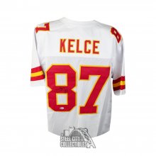 Travis Kelce Signed Kansas City White Large Football Jersey (Beckett)