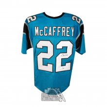 Christian McCaffrey Autographed Blue Custom Football Jersey - BAS