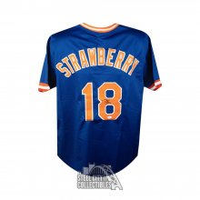 Autographed/Signed Darryl Strawberry New York Blue Baseball Jersey