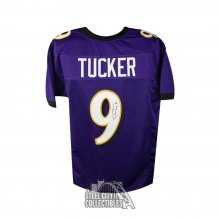 Justin Tucker Autographed Custom Purple￼ Football Jersey (Beckett)